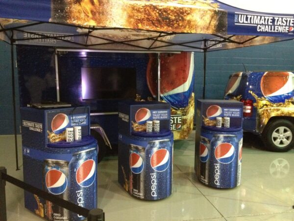 Custom Launch Table – Branded Product Comparison Display